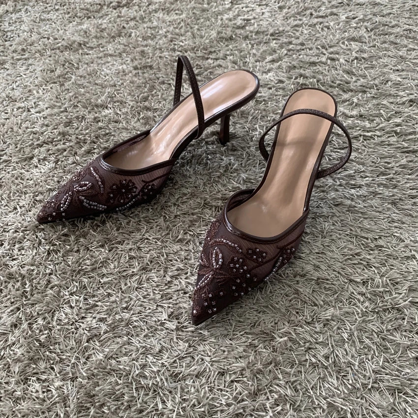 Slingback Pointed-Toe High Heels - Elegant Summer Pumps