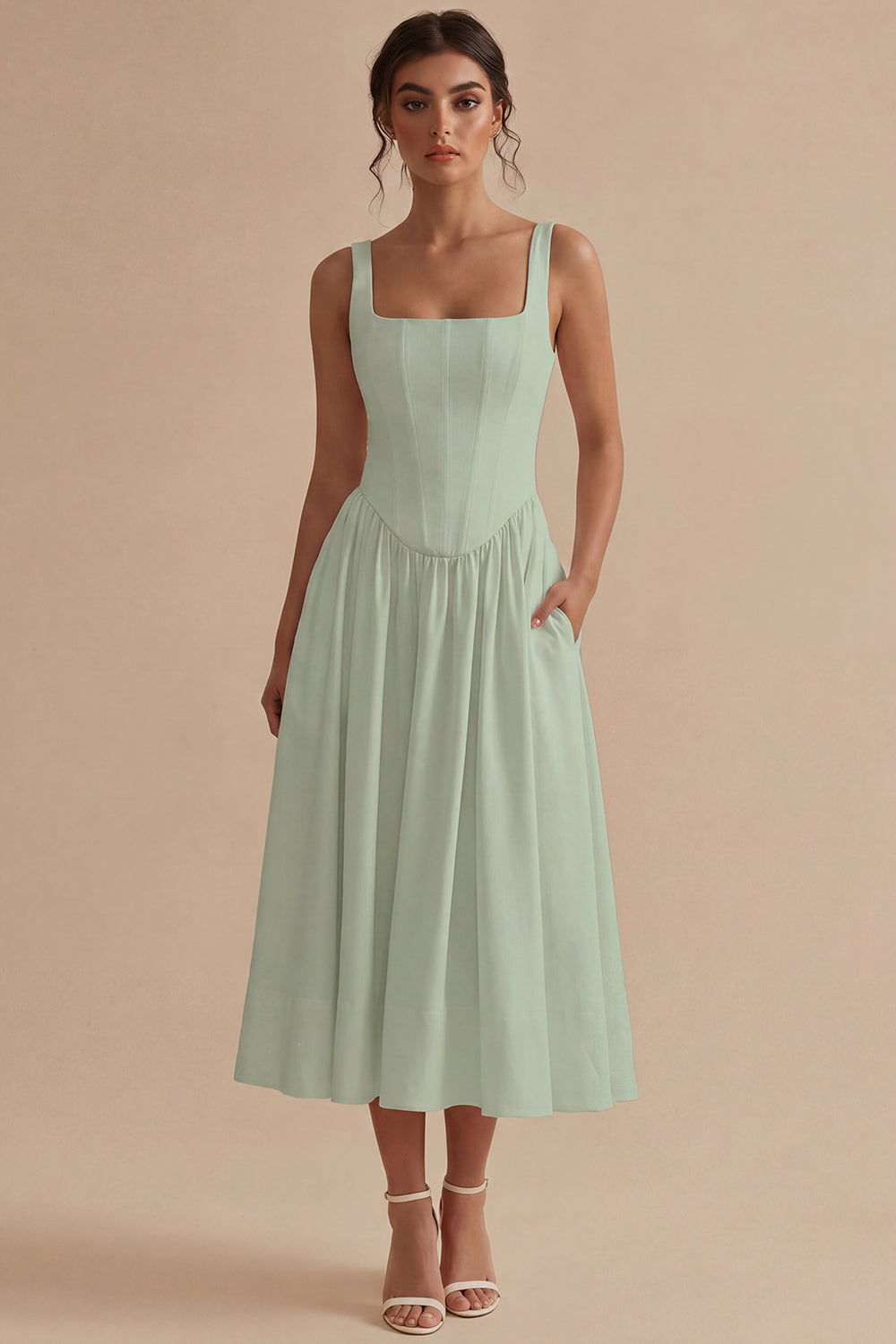 Elegant white midi dress for parties and special occasions