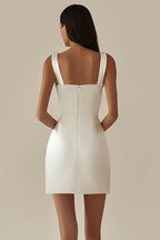 Elegant White Dress | Women's Bodycon Dress with Cowl Neck Design | Perfect for Formal Occasions