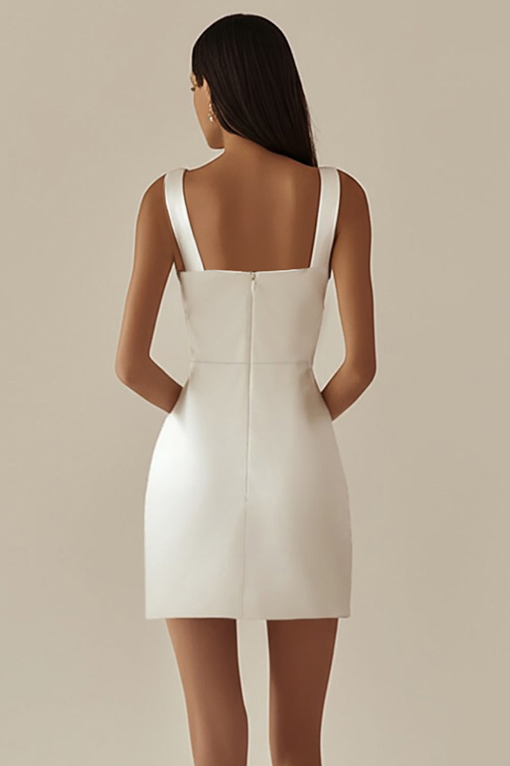 Elegant White Dress | Women's Bodycon Dress with Cowl Neck Design | Perfect for Formal Occasions