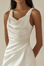Elegant White Dress | Women's Bodycon Dress with Cowl Neck Design | Perfect for Formal Occasions