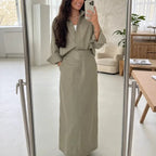 Women’s Linen Two-Piece Shirt and Maxi Skirt Set