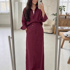 Women’s Linen Two-Piece Shirt and Maxi Skirt Set