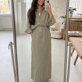 Women’s Linen Two-Piece Shirt and Maxi Skirt Set