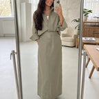 Women’s Linen Two-Piece Shirt and Maxi Skirt Set