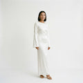 Women's Long Sleeve Maxi Dress with Adjustable Tie Waist for Elegant Fit