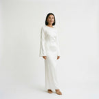 Women's Long Sleeve Maxi Dress with Adjustable Tie Waist for Elegant Fit