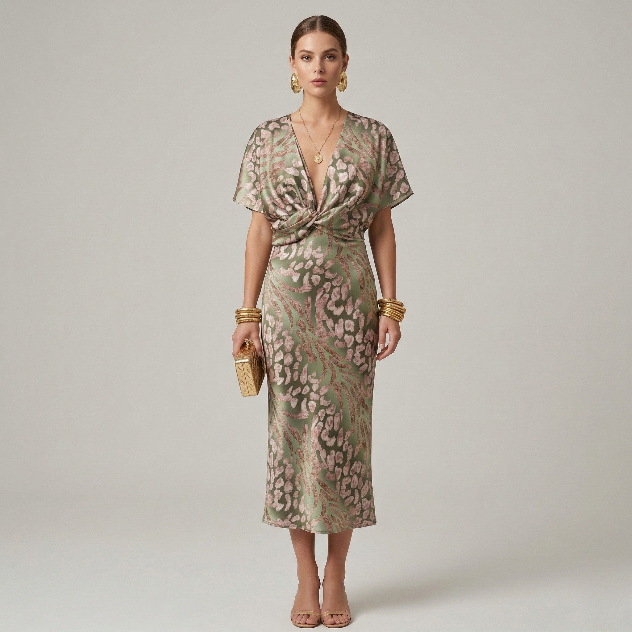 Elegant Womens Printed Dress for Wedding Guests