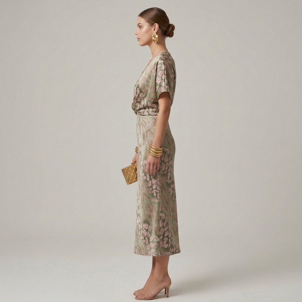 Elegant Womens Printed Dress for Wedding Guests