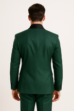 Emerald Green Suit for Men with Black Satin Lapel | Complete Wedding Outfit for Elegant Style