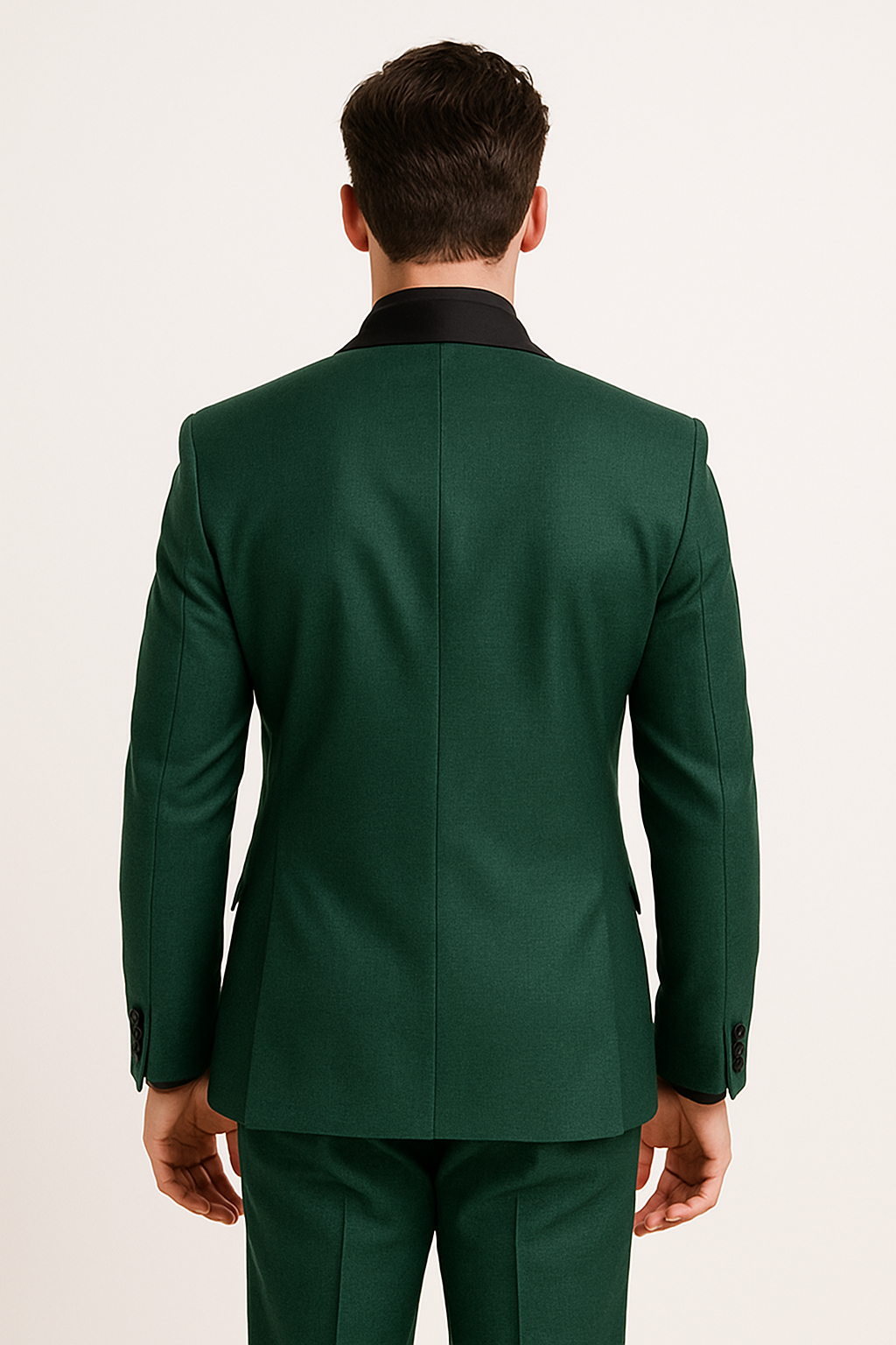 Emerald Green Suit for Men with Black Satin Lapel | Complete Wedding Outfit for Elegant Style