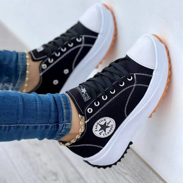 Pair of comfortable womens sneakers, cushioned everyday walking shoes