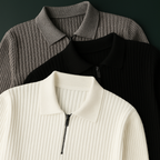 Mens knit pullover sweater cuff and hem detail