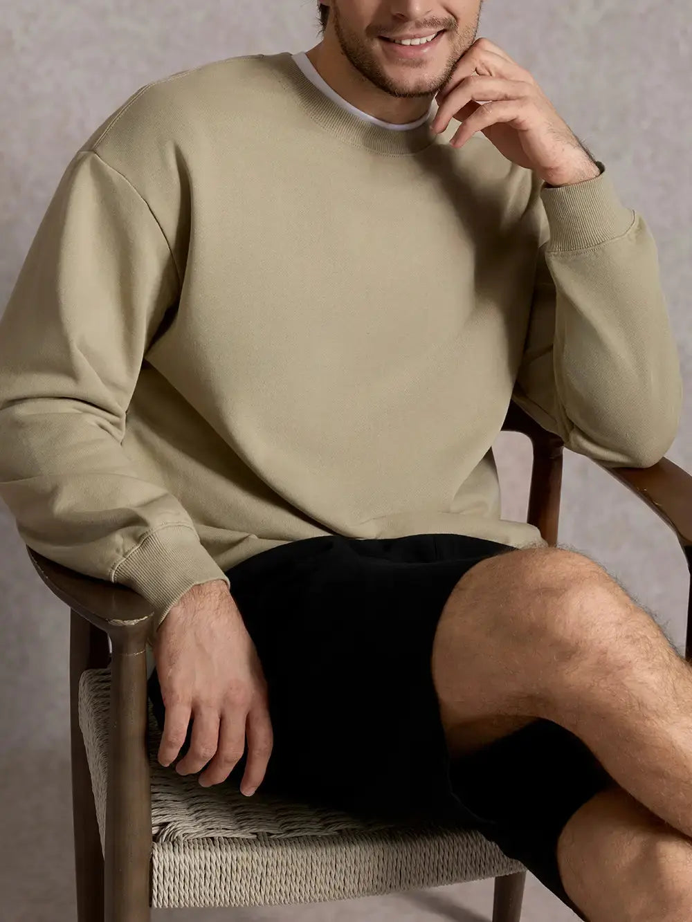 Mens cozy oversized hoodie hood and drawstring detail