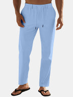 Women’s Linen Blend Drawstring Wide-Leg Pants – Relaxed Fit Breathable Summer Trousers