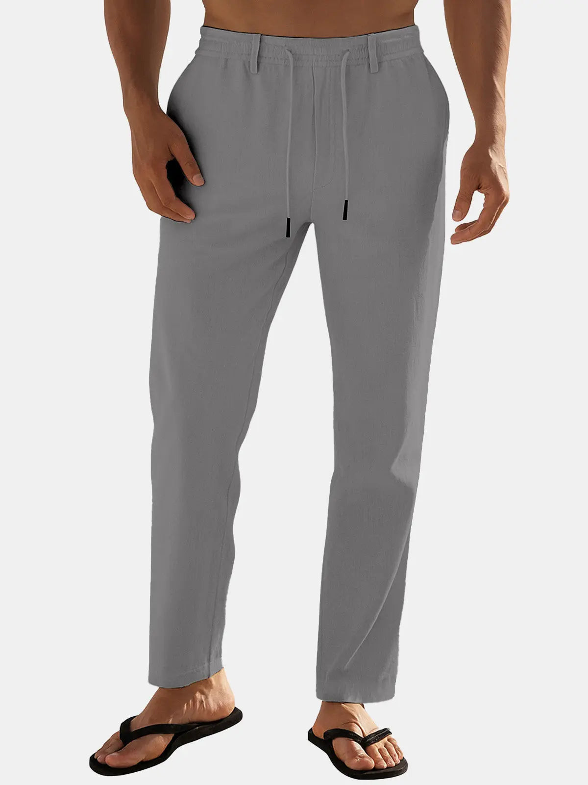 Women’s Linen Blend Drawstring Wide-Leg Pants – Relaxed Fit Breathable Summer Trousers