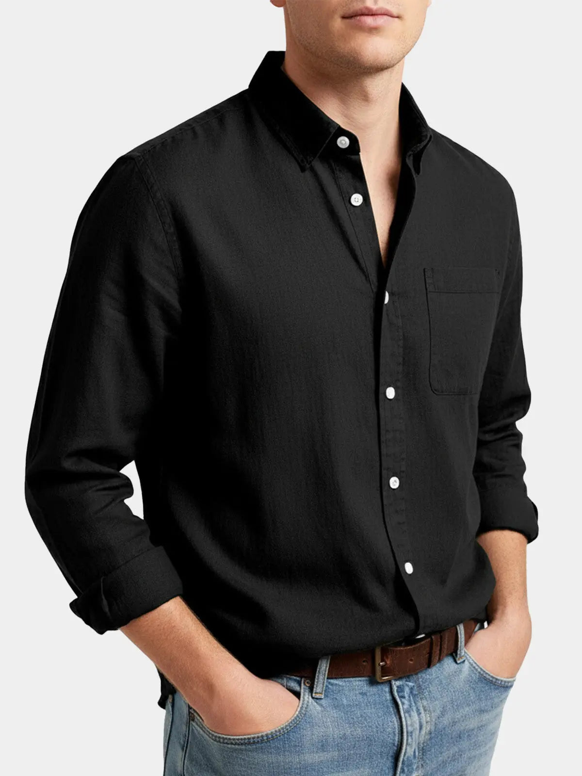 Ethan | Stylish Acid Washed Long Sleeve Men's Shirt