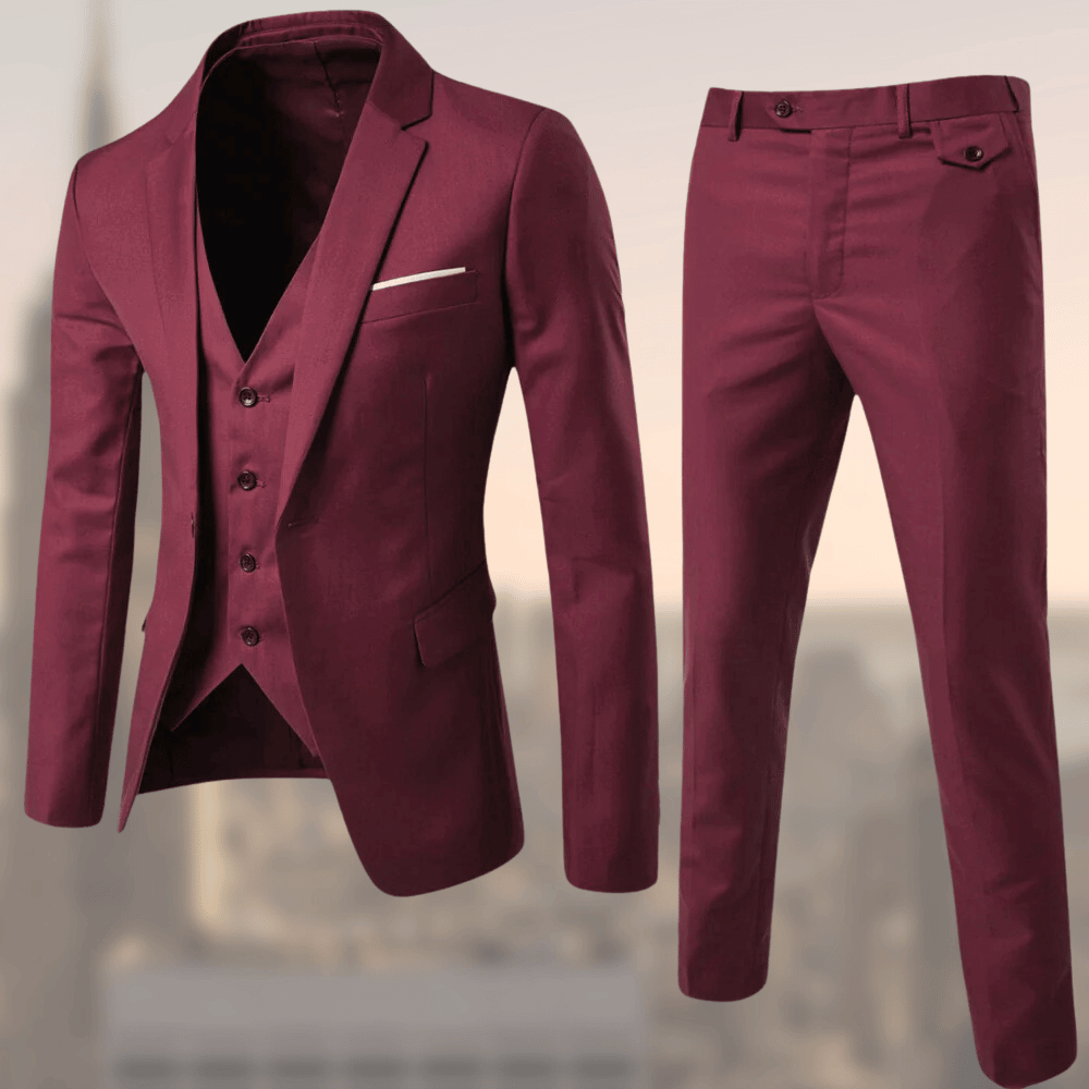 Stylish Slim Fit Three-Piece Wedding Suit