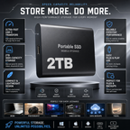 2TB USB-C Portable SSD External Hard Drive