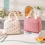 Floral Corduroy Insulated Lunch Bag with Waterproof Design | Stylish Food Storage for Work and School