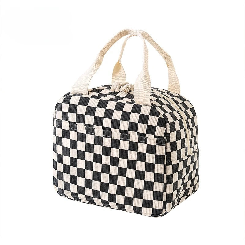 Floral Corduroy Insulated Lunch Bag with Waterproof Design | Stylish Food Storage for Work and School