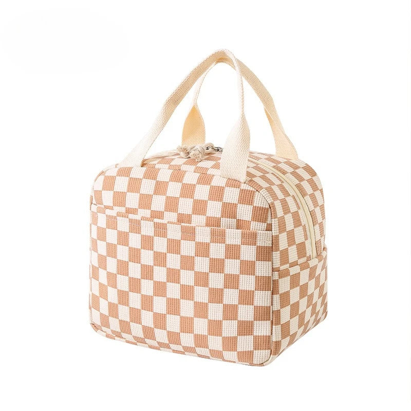Floral Corduroy Insulated Lunch Bag with Waterproof Design | Stylish Food Storage for Work and School