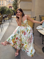 Floral Sleeveless Halter Neck Maxi Dress