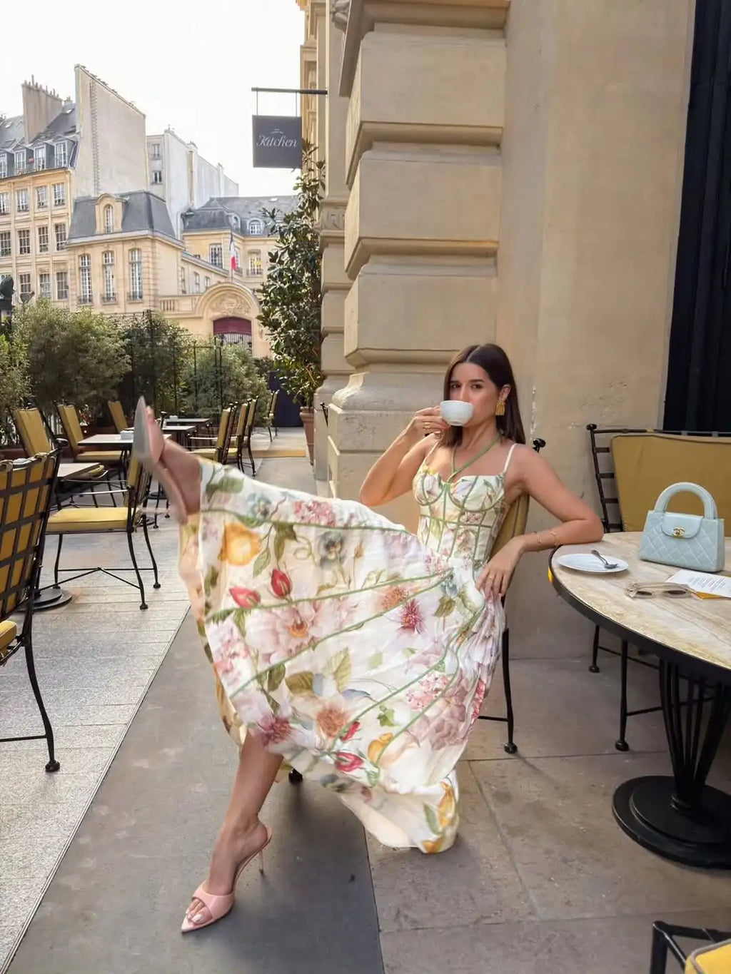 Floral Sleeveless Halter Neck Maxi Dress