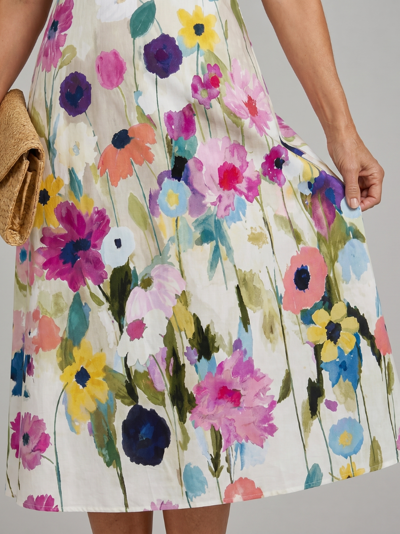 Flory Collection | Women's Floral Print Midi Dress with Sleeveless Design | Lightweight Comfort for Summer Outings