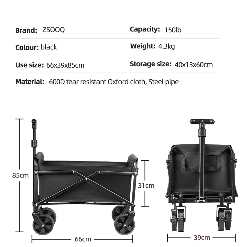 Heavy Duty Foldable Portable Outdoor Camping Wagon for Beach & Picnic