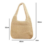 French Style Large Capacity Woven Straw Beach Bag for Women