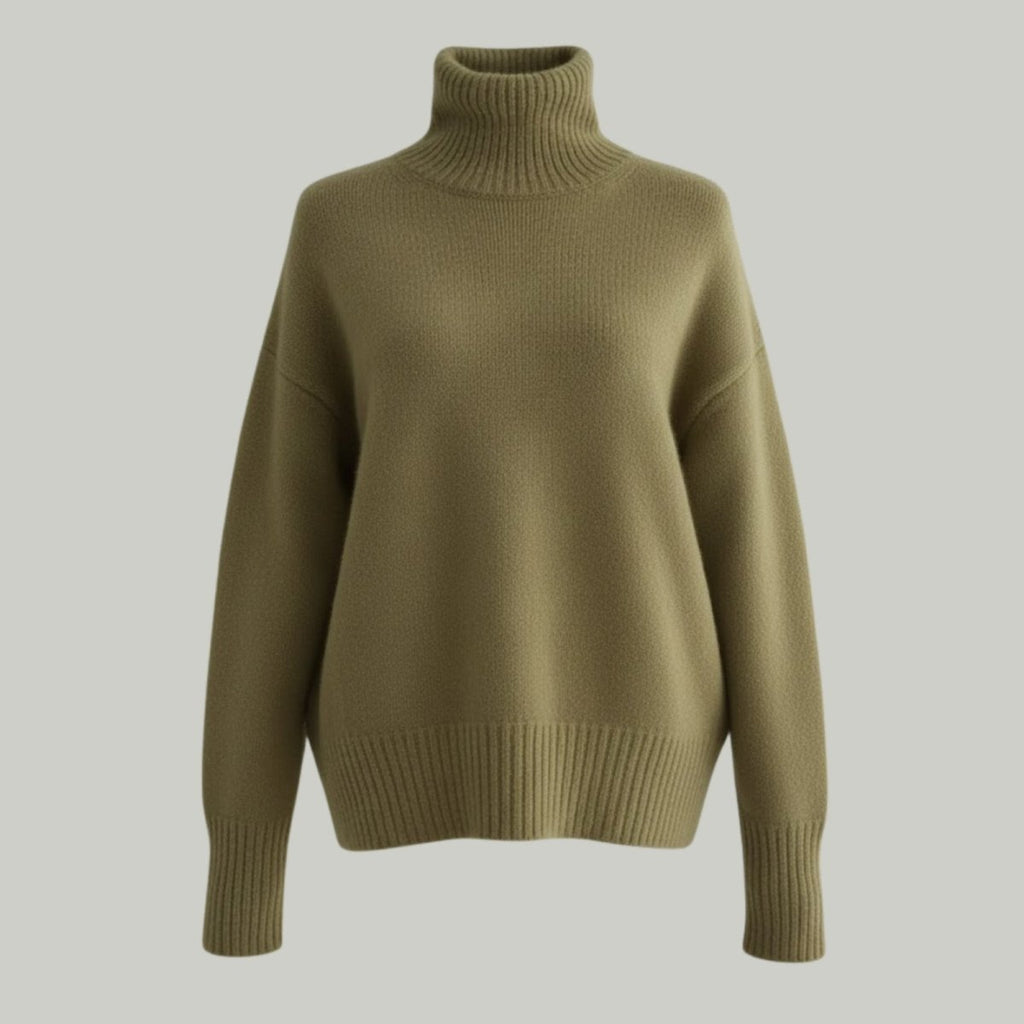 Women’s Gloria Cashmere Turtleneck Sweater – Oversized Luxury Knit Pullover Top in Inner Mongolian Cashmere for Elegant Winter & Everyday Wear