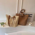 Handwoven Bohemian Straw Shoulder Tote Bag for Women