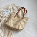 Handwoven Bohemian Straw Shoulder Tote Bag for Women
