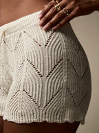 Women’s Crochet Drawstring Shorts – Casual Beach Cover Up Shorts