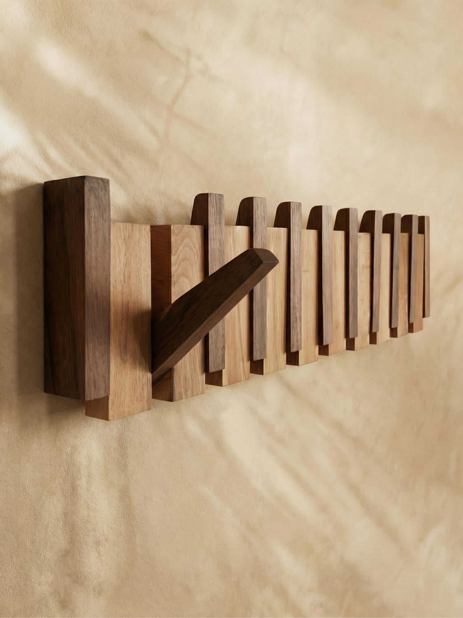 HarmonyCoat | Wooden Coat Rack with Artistic Piano Design | Stylish Wall-Mounted Storage Solution for Organized Spaces