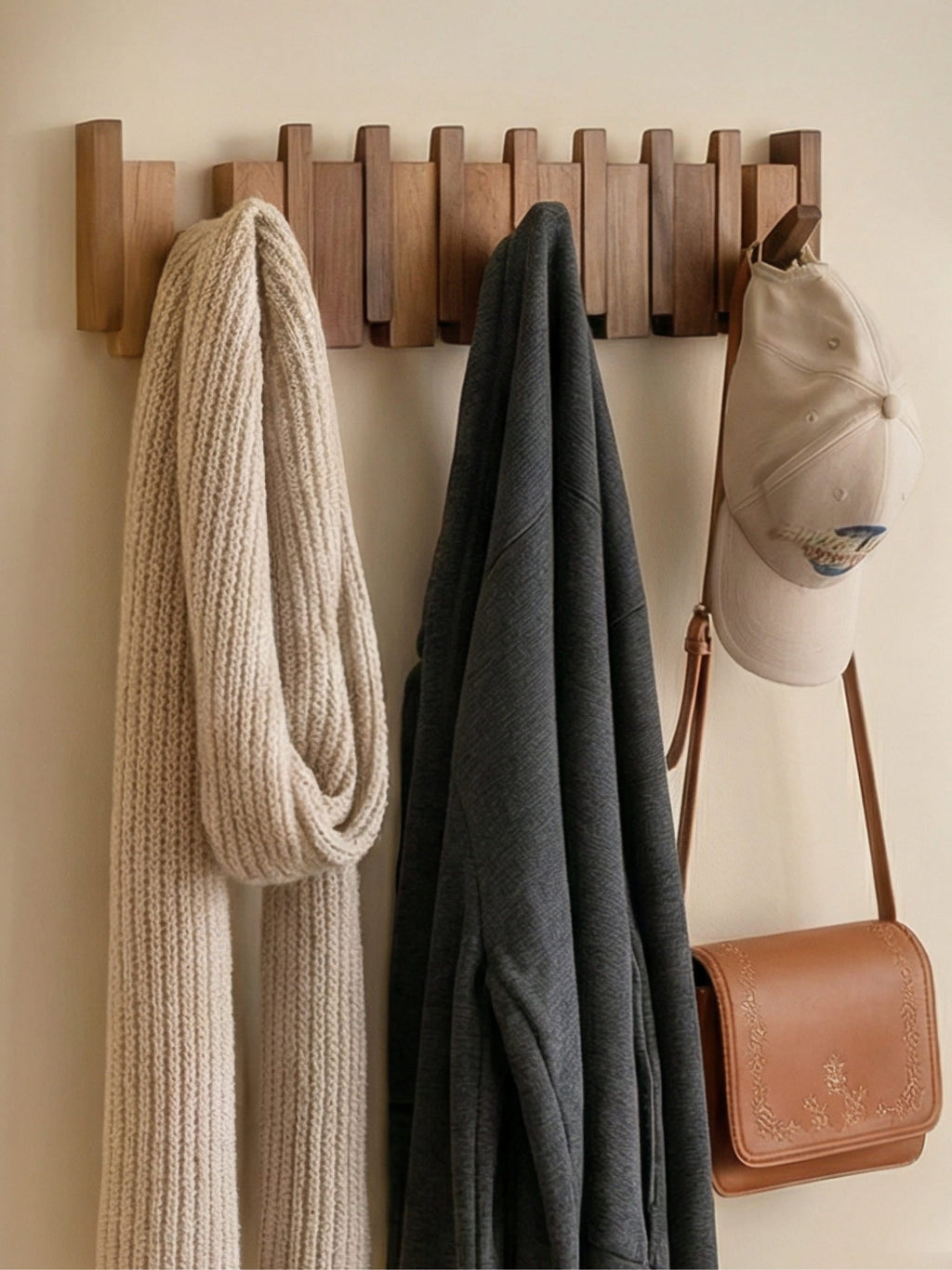 HarmonyCoat | Wooden Coat Rack with Artistic Piano Design | Stylish Wall-Mounted Storage Solution for Organized Spaces
