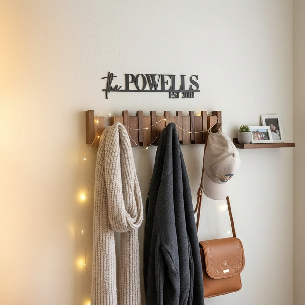 HarmonyCoat | Wooden Coat Rack with Artistic Piano Design | Stylish Wall-Mounted Storage Solution for Organized Spaces