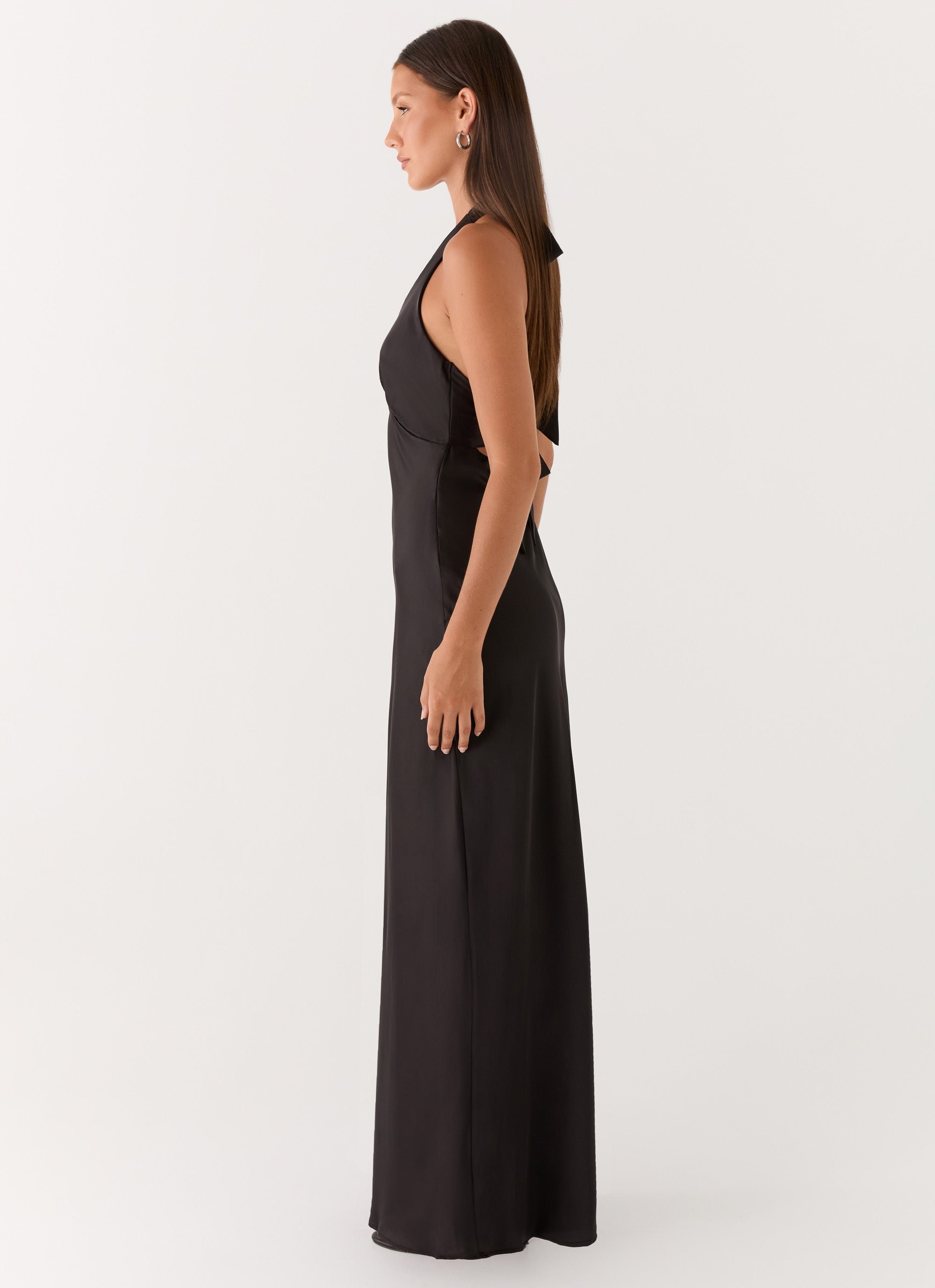 Heavy Hearted | Black Maxi Dress with Open-Back Halterneck Design | Elegant Long Dress for Effortless Style
