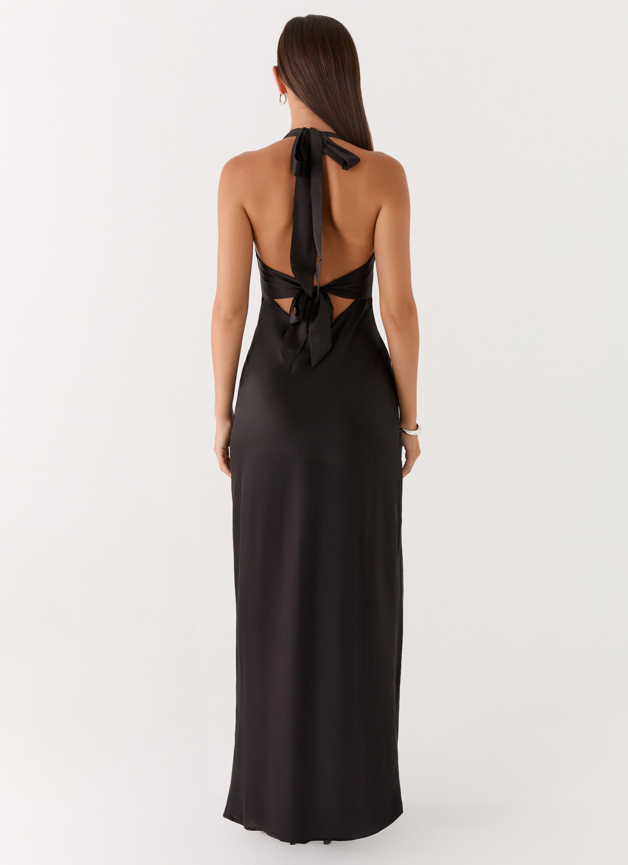 Heavy Hearted | Black Maxi Dress with Open-Back Halterneck Design | Elegant Long Dress for Effortless Style