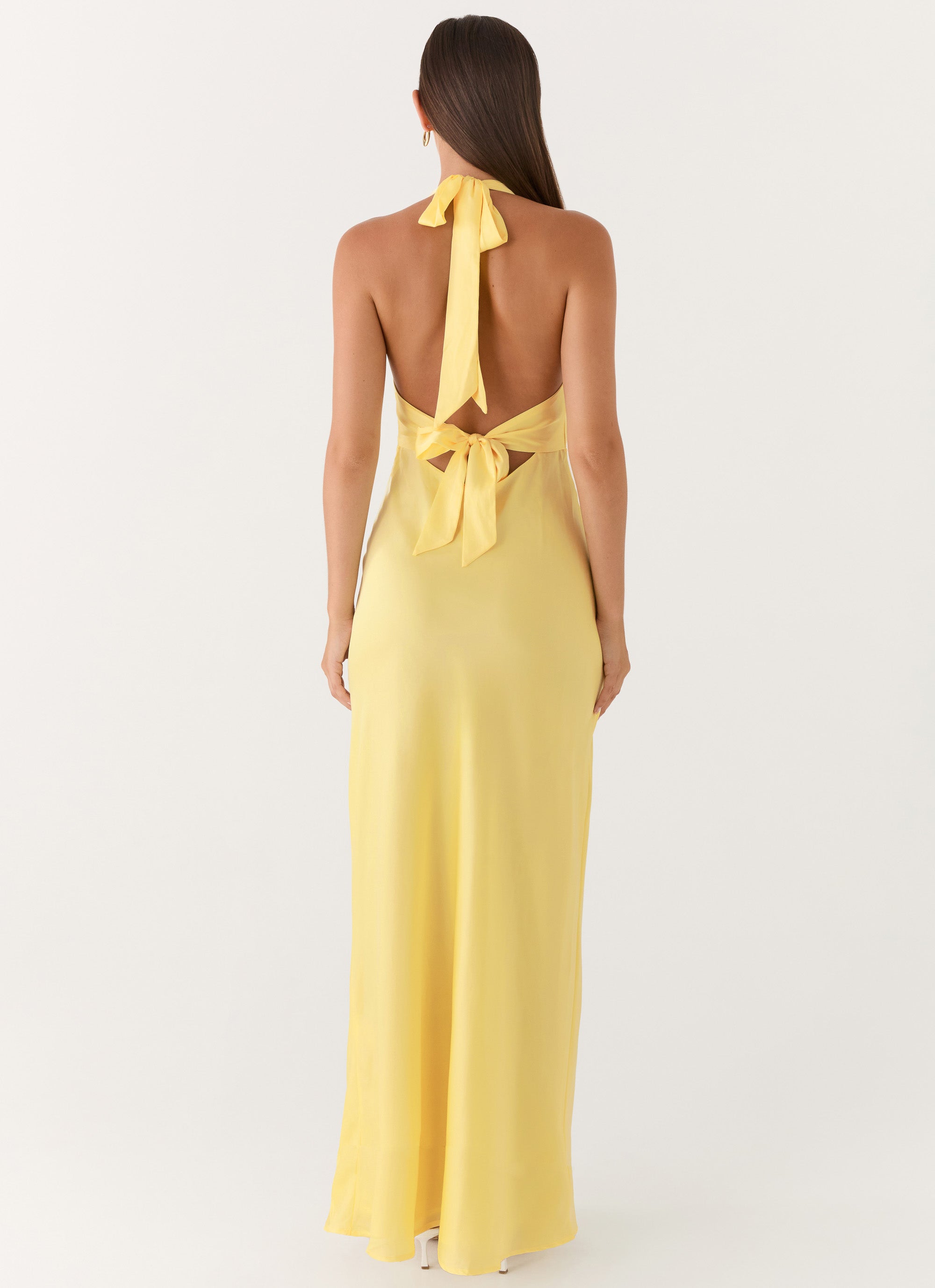 Heavy Hearted | Satin Maxi Dress with Open-Back Halterneck Design | Elegant Long Dress for Effortless Style