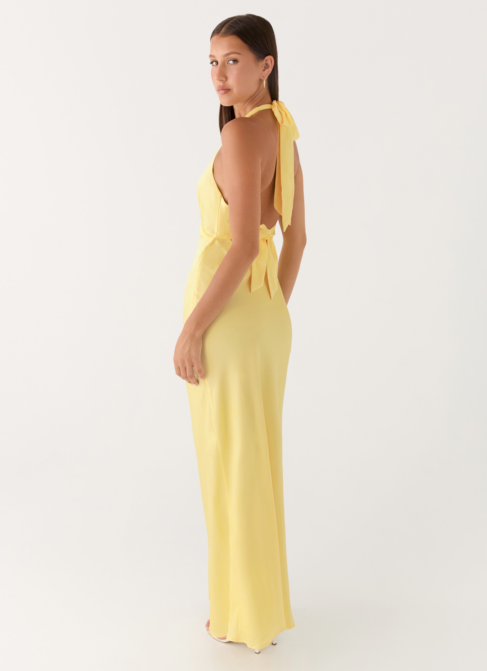 Heavy Hearted | Satin Maxi Dress with Open-Back Halterneck Design | Elegant Long Dress for Effortless Style