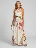 Hester Collection | Floral Maxi Dress with Halter Neckline | Lightweight Fabric for Effortless Style