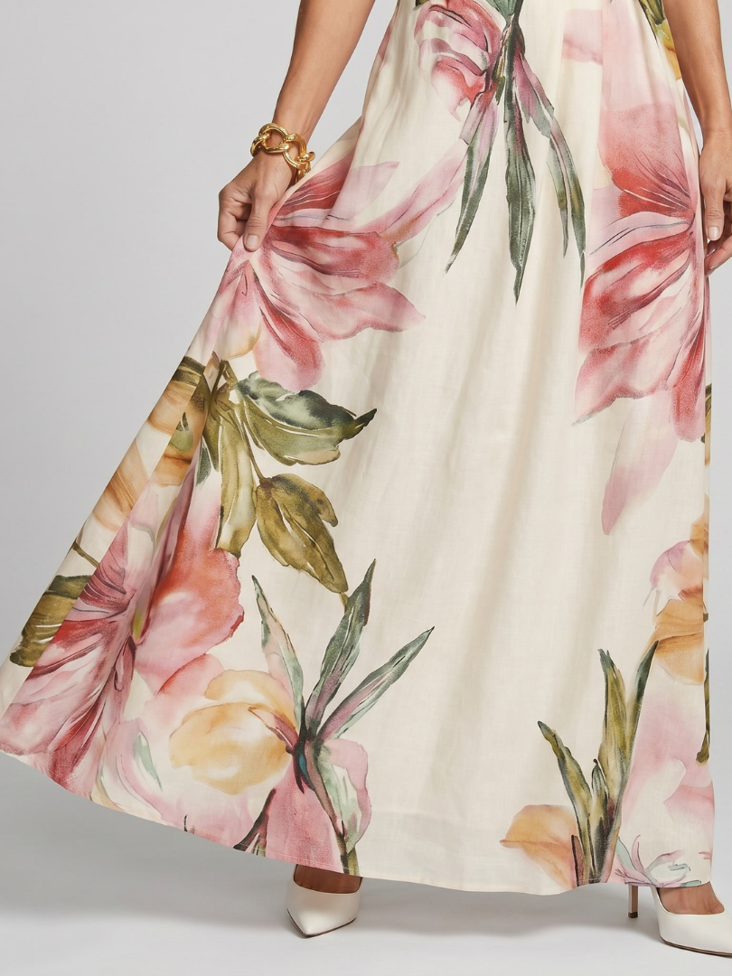 Hester Collection | Floral Maxi Dress with Halter Neckline | Lightweight Fabric for Effortless Style