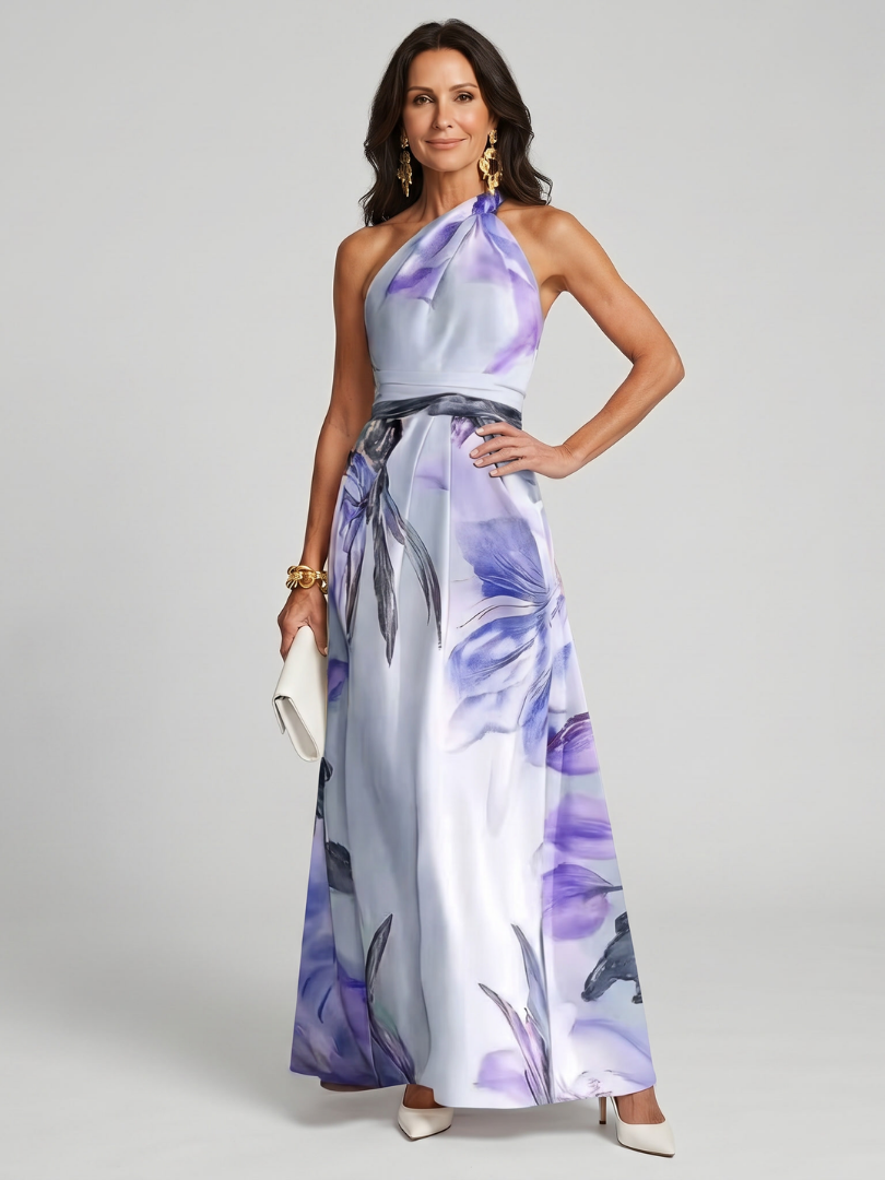 Hester Collection | Floral Maxi Dress with Halter Neckline | Lightweight Fabric for Effortless Style