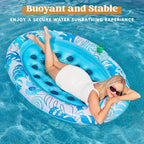 Inflatable Lounger Float | Premium Pool Lounger with Head Support & Cup Holders for Ultimate Relaxation