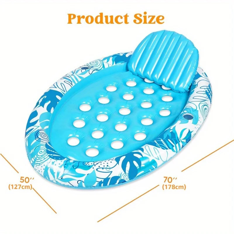 Inflatable Lounger Float | Premium Pool Lounger with Head Support & Cup Holders for Ultimate Relaxation