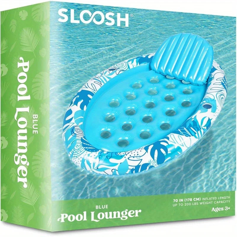 Inflatable Lounger Float | Premium Pool Lounger with Head Support & Cup Holders for Ultimate Relaxation