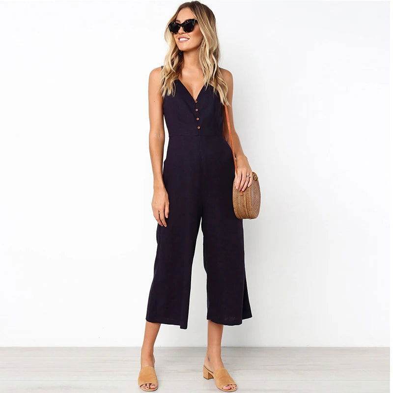 Stylish Summer Jumpsuit with V-Neck for Women
