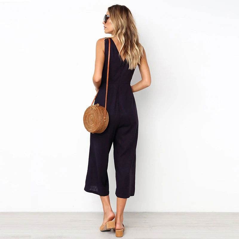 Stylish Summer Jumpsuit with V-Neck for Women